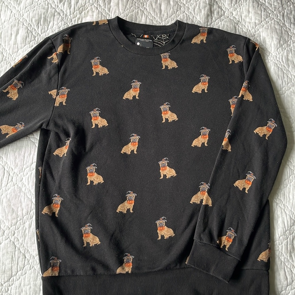Halloween pug pumpkin sweater, size L